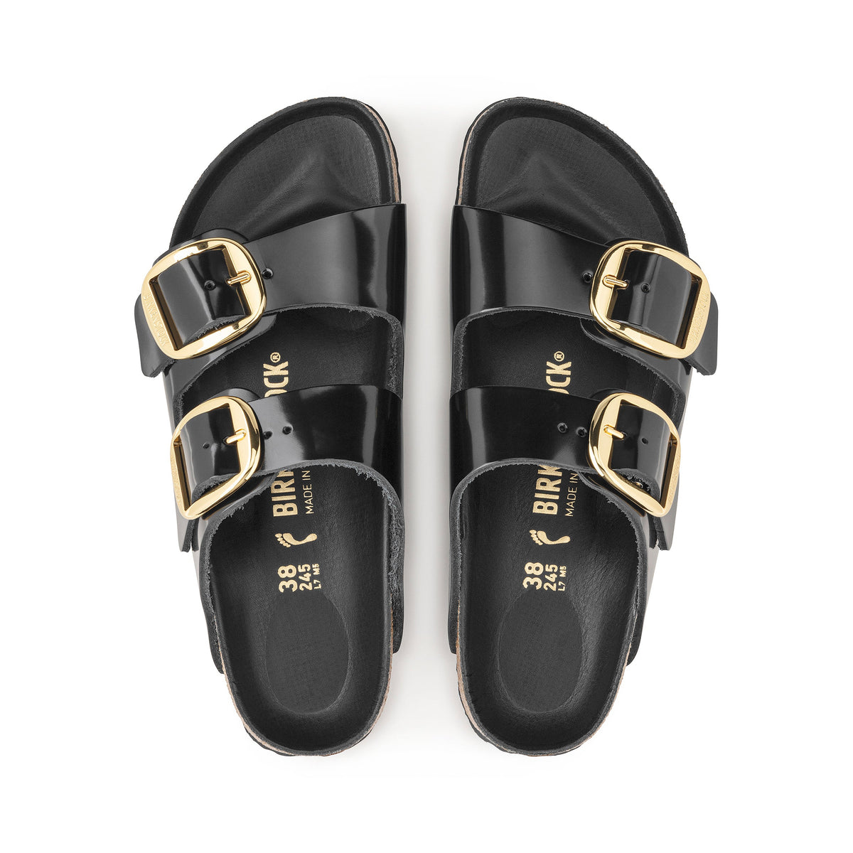 Arizona Big Buckle High Shine Black Natural Leather Patent