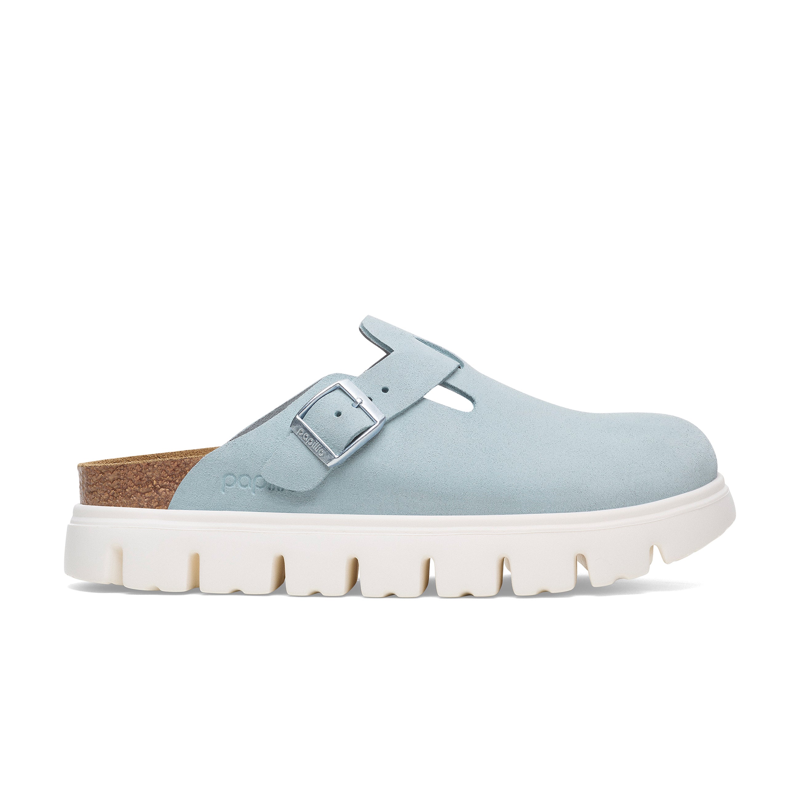 Boston Chunky Baby Blue Suede Leather