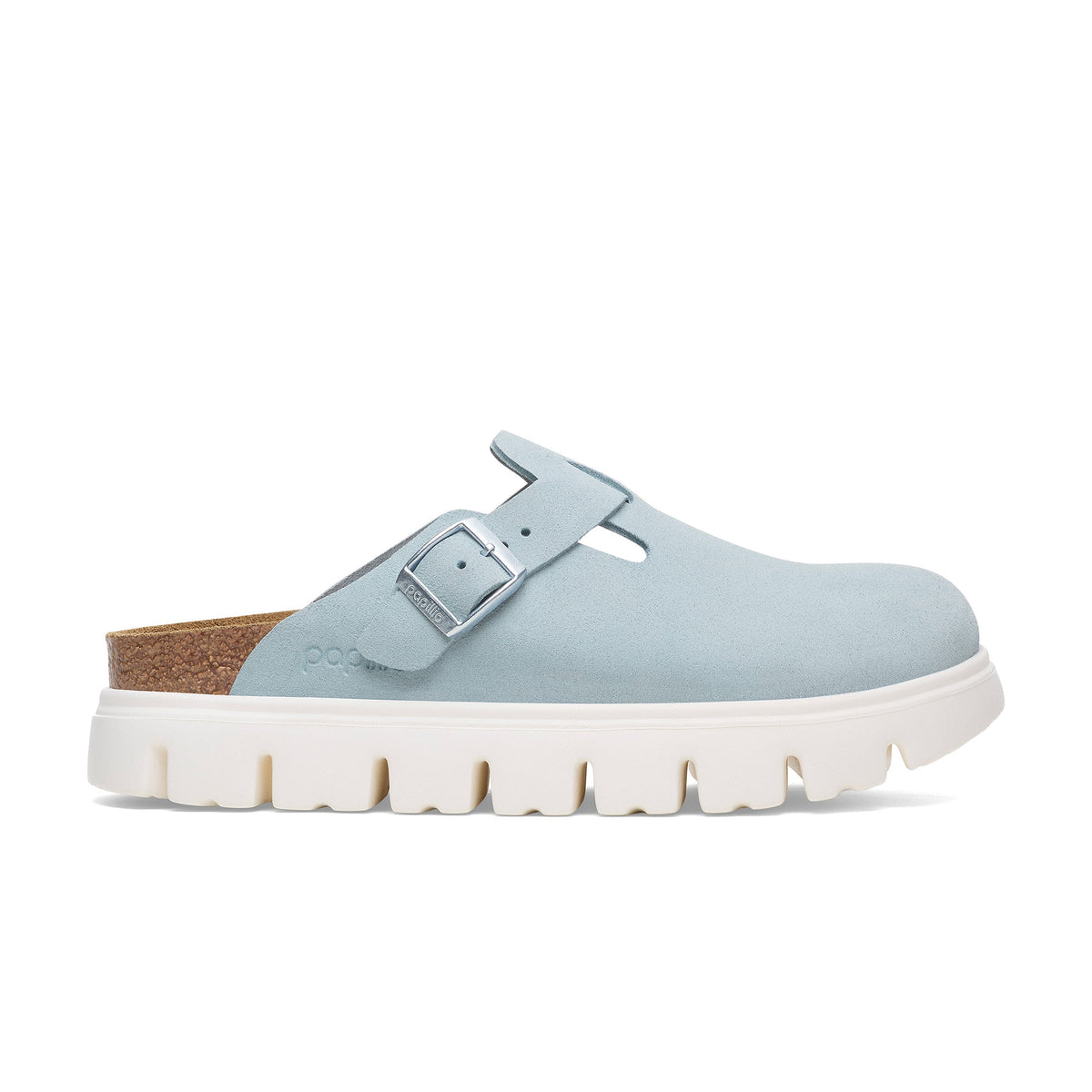 Boston Chunky Baby Blue Suede Leather