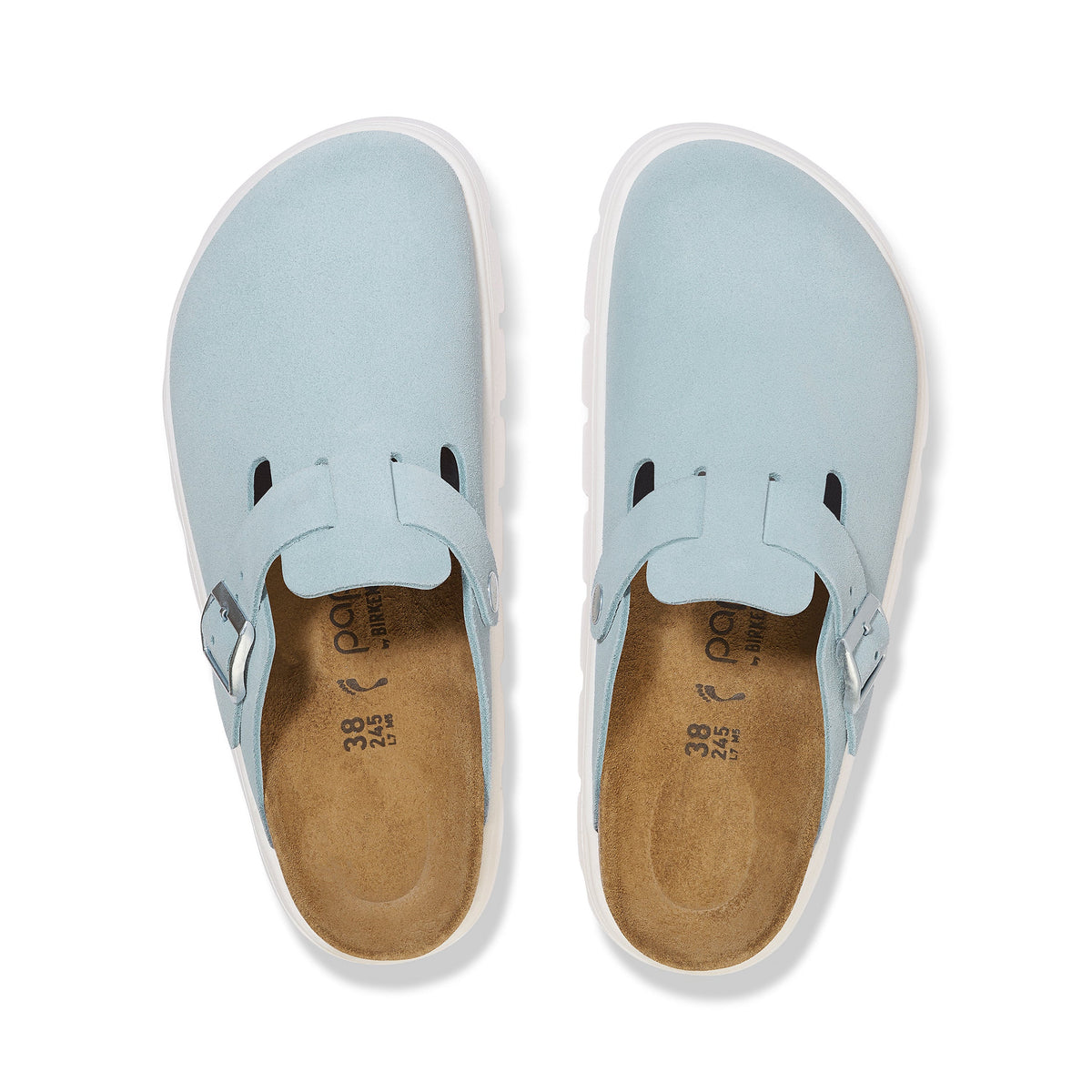 Boston Chunky Baby Blue Suede Leather