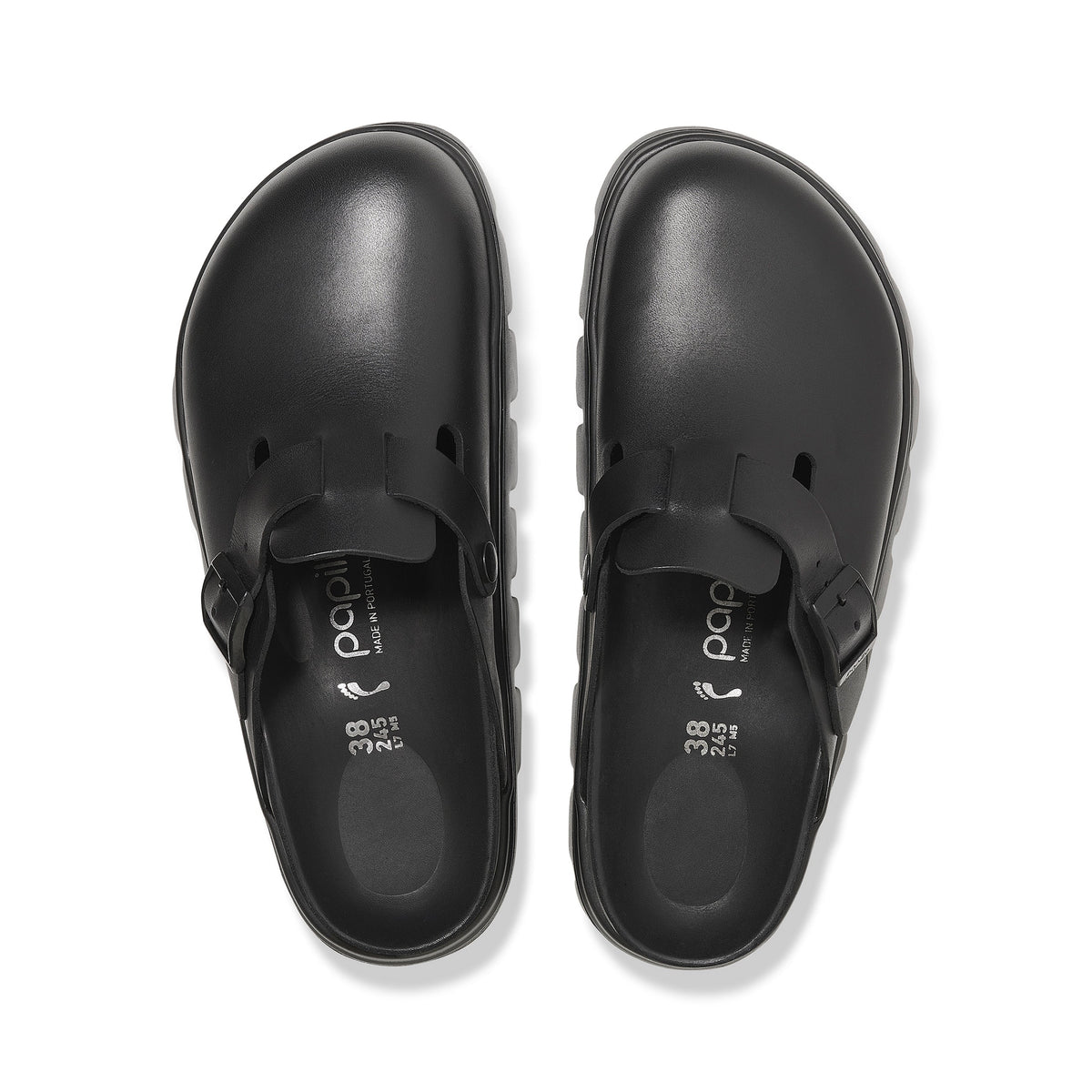 Boston Chunky Exquisite Black Smooth Leather