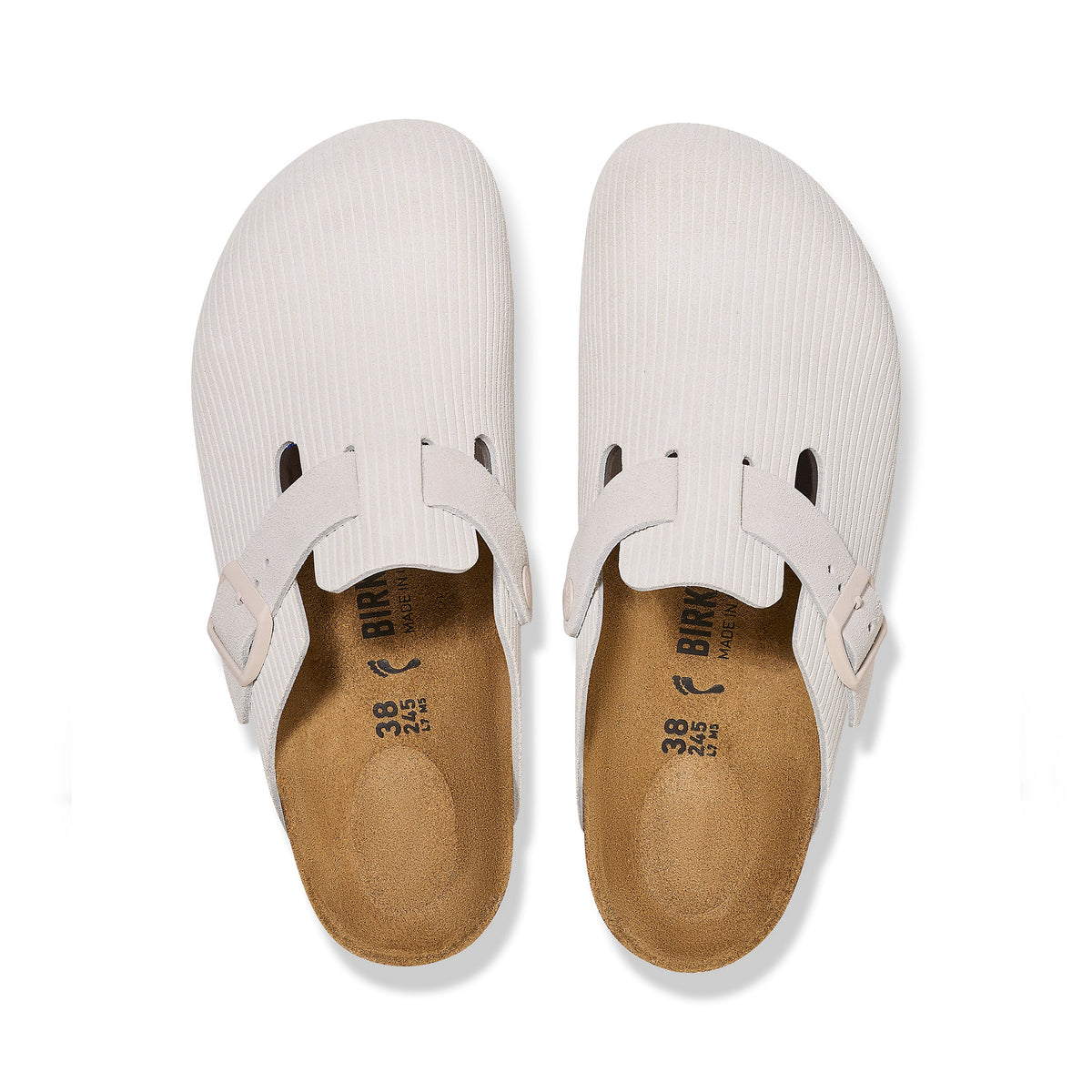 Boston Corduroy Antique White Embossed Suede Leather