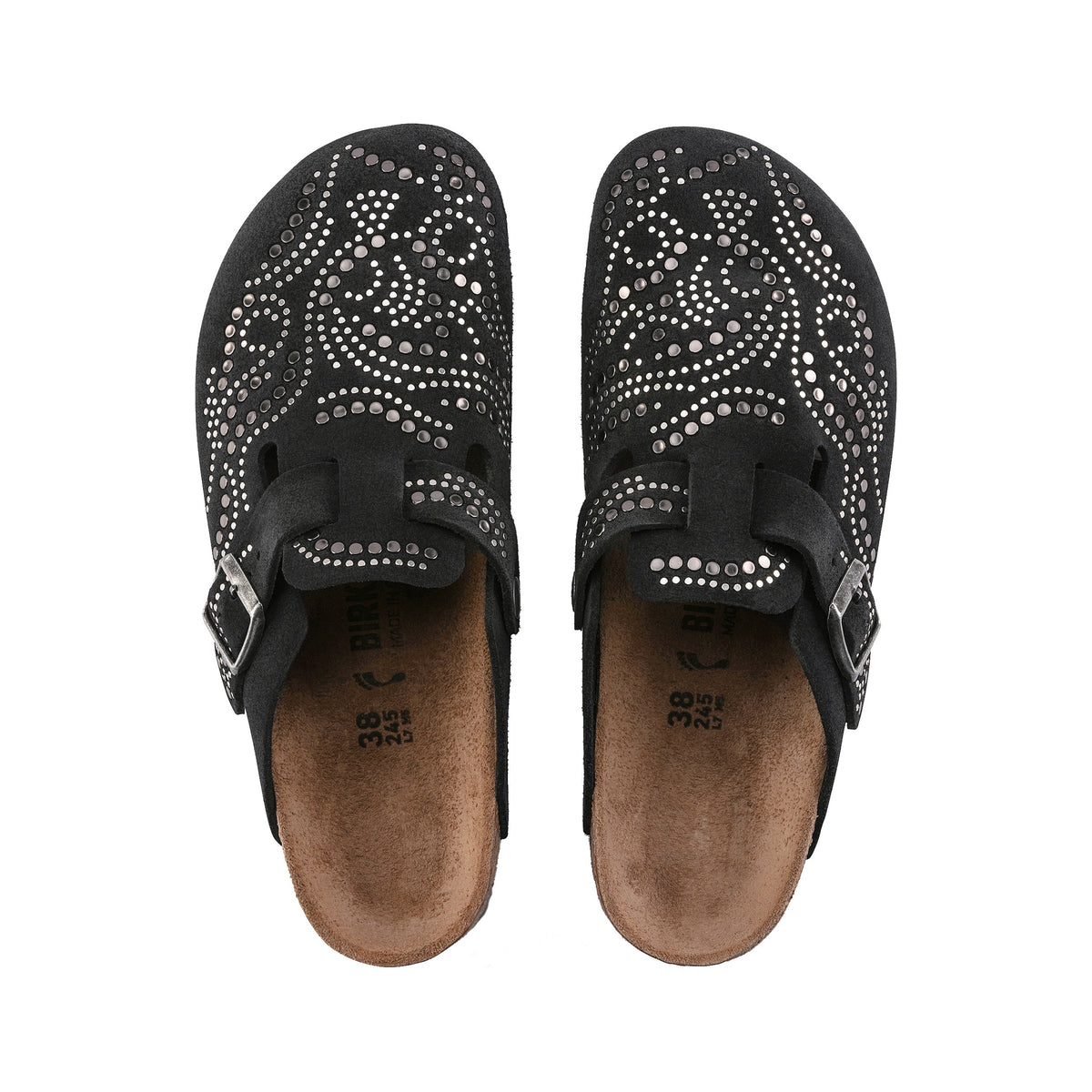 Boston Injected Rivets Black Suede Leather