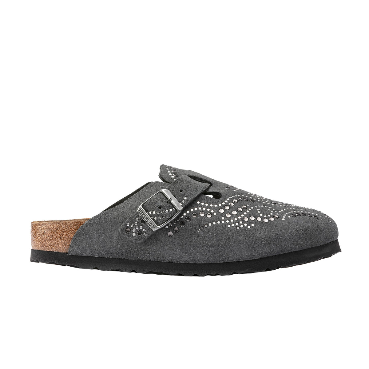 Boston Injected Rivets Gunmetal Suede Leather