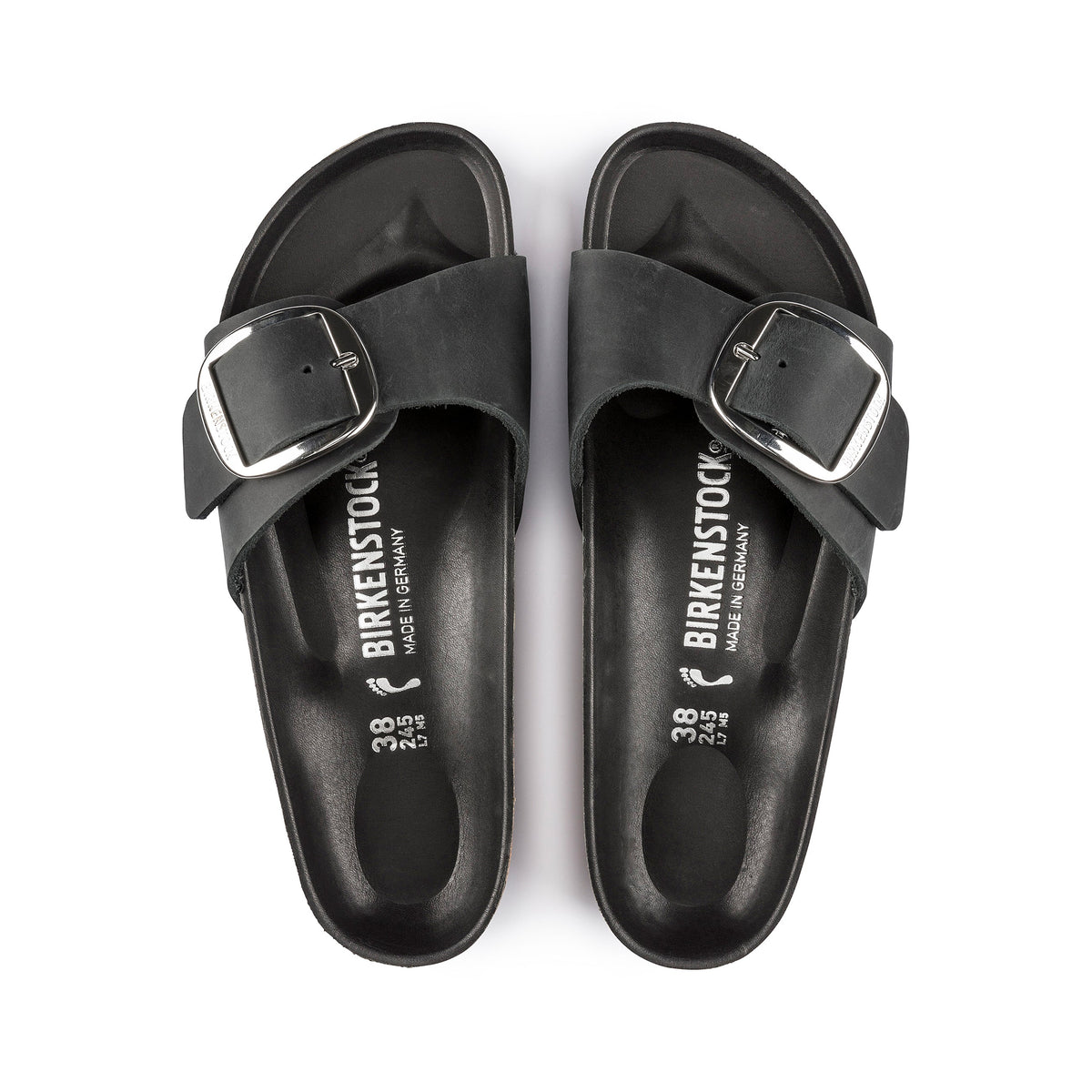 Madrid Big Buckle Black Oiled Leather